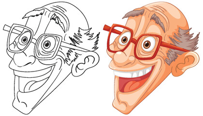 Vector illustration of a happy, bespectacled man