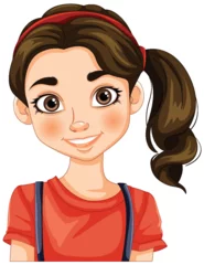 Deurstickers Kinderen Vector illustration of a smiling young girl