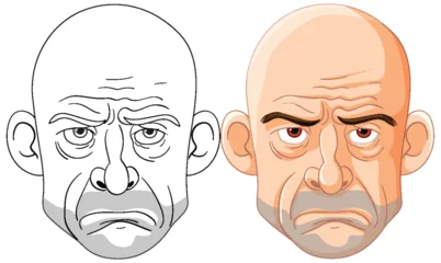 Fotobehang Two bald men with distinct facial expressions © GraphicsRF