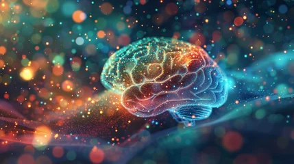 Foto op Plexiglas Digital representation of a neurodiverse, sparkling, rainbow autism brain © fotogurmespb