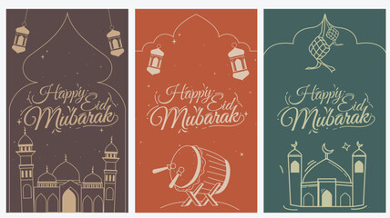 Beautiful Eid Mubarak Design Background. Illustration for greeting cards, posters and banners on Eid al-Fitr colorful background.