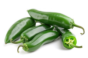 Fresh Green Jalapeño Peppers Isolated on White