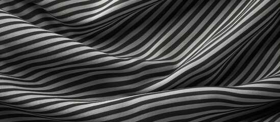 Detailed view of a textile pattern featuring black and white stripes, with a prominent black and white stripe running through it