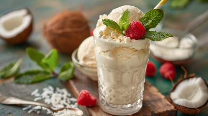 For a more indulgent treat, consider adding a scoop of vanilla ice cream or a splash of coconut cream to the smoothie ,4k - obrazy, fototapety, plakaty