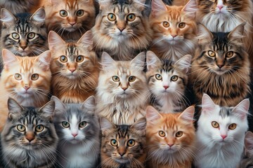 Fototapeta premium many cats pattern for a pet day