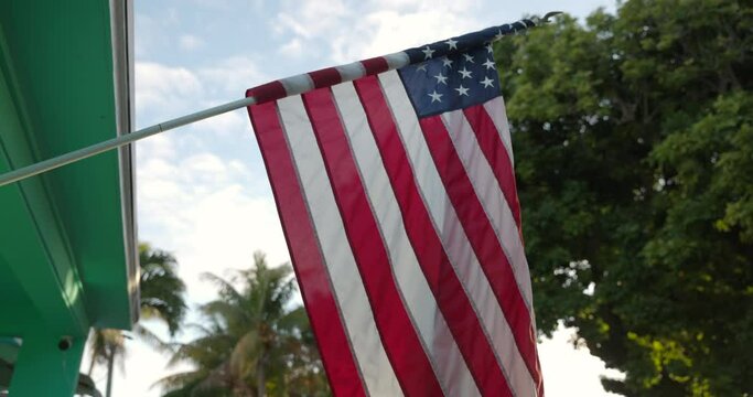 United States of America Flag wrapped around flag pole