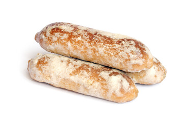 Long gingerbread on a white background. Sweet natural gingerbread.