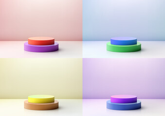 3D realistic empty vibrant colors podium mockup is perfect for showcasing your products in a modern and minimalist way