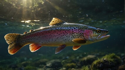 Rainbow trout underwater