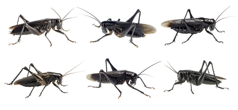 Collection of crickets isolated on transparent  background.