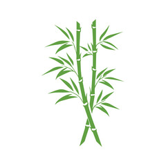 Bamboo leaves icon over white background, silhouette style, vector illustration