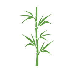 Fototapeta na wymiar Bamboo leaves icon over white background, silhouette style, vector illustration