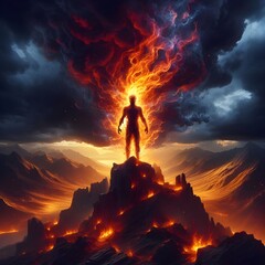 A man made of fire and possessing the power of magic.

 - obrazy, fototapety, plakaty