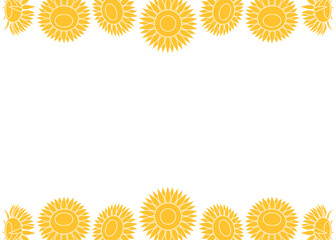 シンプルなひまわりのシルエット背景素材、夏の壁紙、フレーム