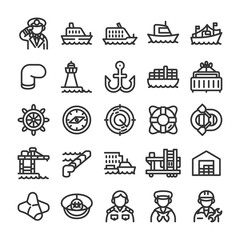 港 船 海運業 アイコン セット