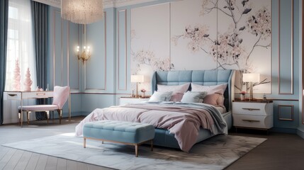 wallpaper blue and rose gold In