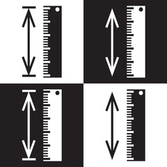 Adjustable height icon set. adjust length vector symbol. size adjustment arrow sign.  Height logo concept.