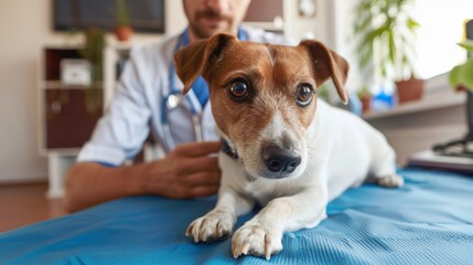 Veterinarian performing comprehensive health check on adorable dog, (stock photo style illustration)::15 