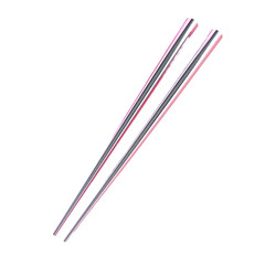 Two metal chopsticks with a Transparent Background and a red stripe