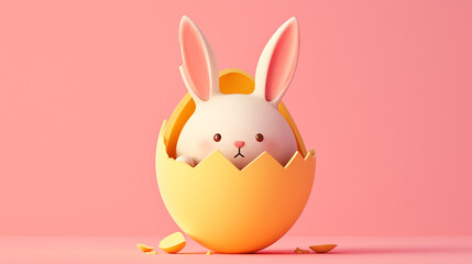 Fototapeta premium Easter bunny rabbit in egg. Easter holiday concept.