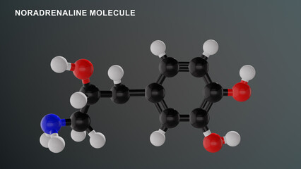Noradrenaline molecule structure 3d illustrator