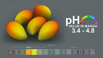 pH value in in mango 3d illustration