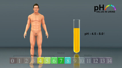 pH value in urine 3d illustration