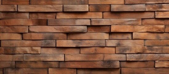 Close up view of a sturdy wall constructed with blocks made of wood, presenting a rustic and natural appearance - obrazy, fototapety, plakaty