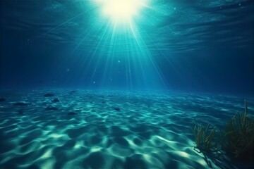 empty, blue, underwater, sunlight, shine, ocean, serene, tranquility, peaceful, beauty, calm, sea, water, abyss, depth - obrazy, fototapety, plakaty