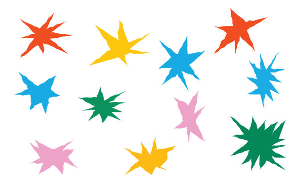 Set of jagged irregular stars shape. Cut out of paper for collages. Grunge elements for design. Vector isolated EPS 10