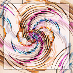 geometric striped swirl, round scarf pattern design
