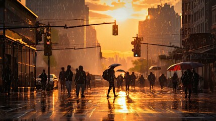 rain sun shower - obrazy, fototapety, plakaty