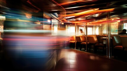 movement blurred boat interior