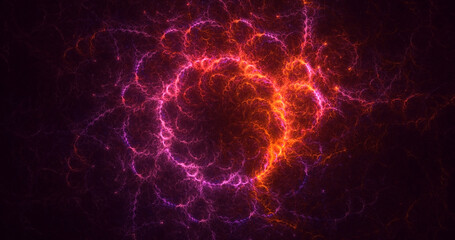 Naklejka premium 3D rendering abstract multicolored fractal light background with bright center. Its not AI Generatd illustration.