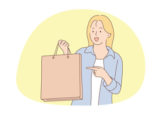illustration of a woman using a shopping bag