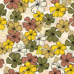 palm floral green color preprinted modern scarf pattern design - obrazy, fototapety, plakaty