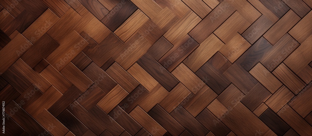 Poster the image shows a detailed view of a wooden floor designed with a pattern of squares, enhancing its 
