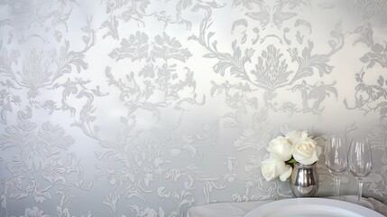 ornate elegant background silver white