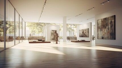 modern blurred art gallery interior