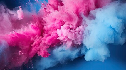 playful blue pink powder - obrazy, fototapety, plakaty