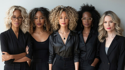Fototapeta premium A group of women in black clothing pose for a photo