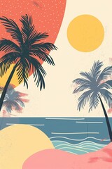 Tropischer Sommer Strand Hintergrund mit Palmen 