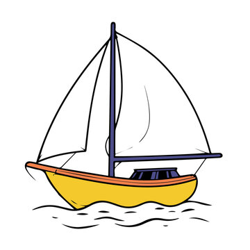 sail boat Outline color vector icon design illustration