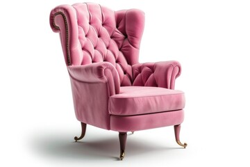 Modern velvet accent chair in lilac pink faux leather.
