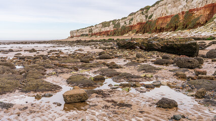 The Wreck of the Steam Trawler Sheraton and the Hunstanton Cliffs in Norfolk, England, UK