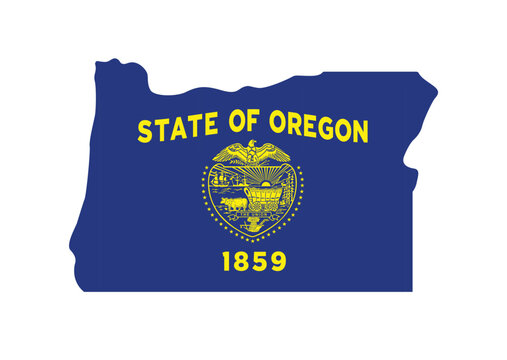 oregon state flag in map shape 01a
