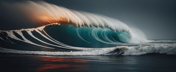 Fototapeta na wymiar A huge tsunami wave will soon hit the shore