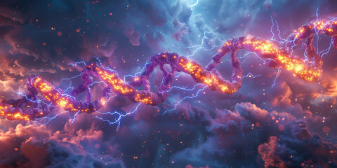 Fototapeta na wymiar In a lab made of clouds scientists harness lightning to splice genes