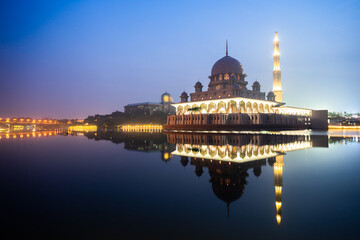 A photo of a Mosque during blue hour