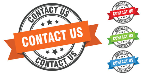 Obraz premium contact us stamp. round band sign set. label